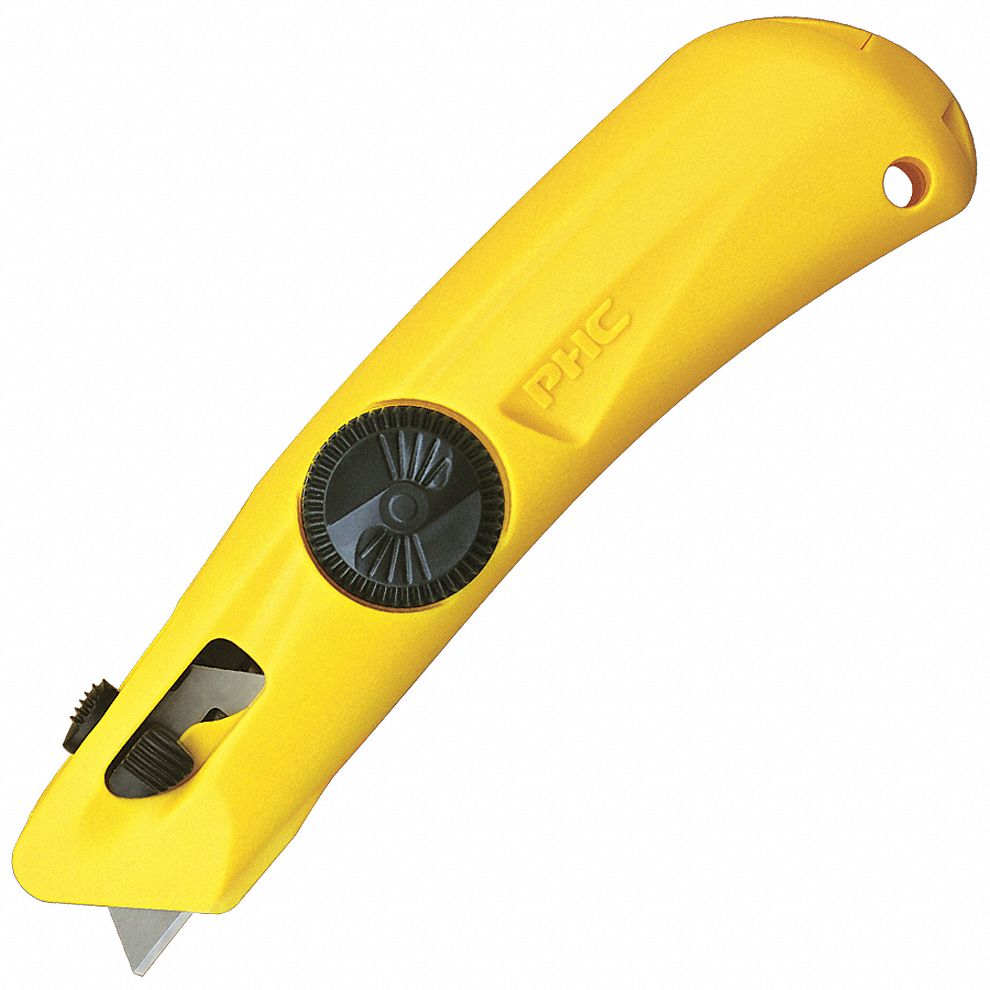 Safety Cutter, 5-3/4 In, Plastic, HiViz Ylw