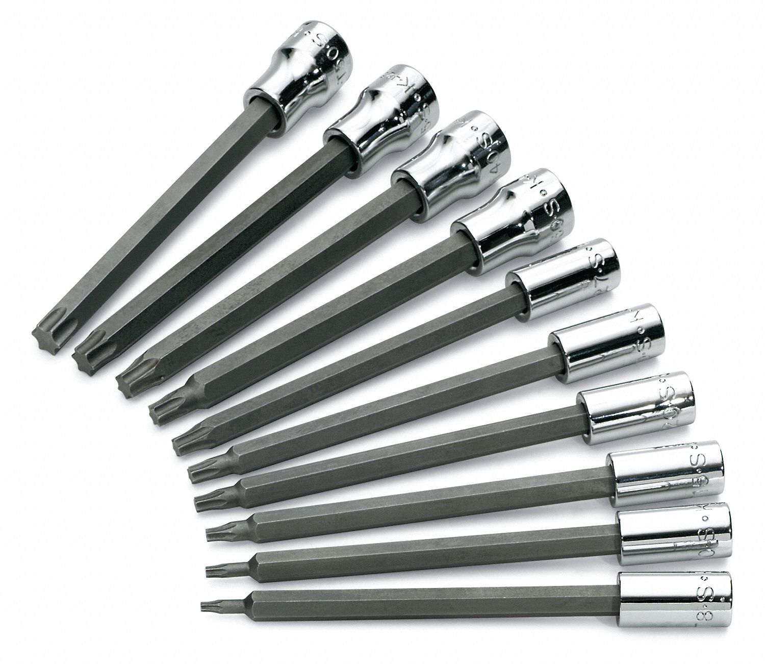 Socket Set, 1/4 Dr, Long Torx Bit, 10 Pc