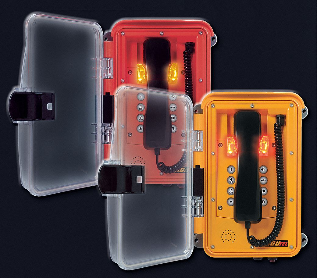 Weatherproof Telephone, Yellow/Clear Lid
