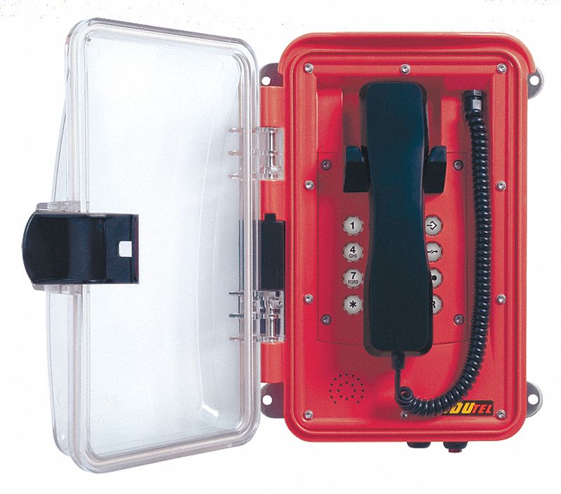 Weatherproof Telephone, Red/Clear Lid