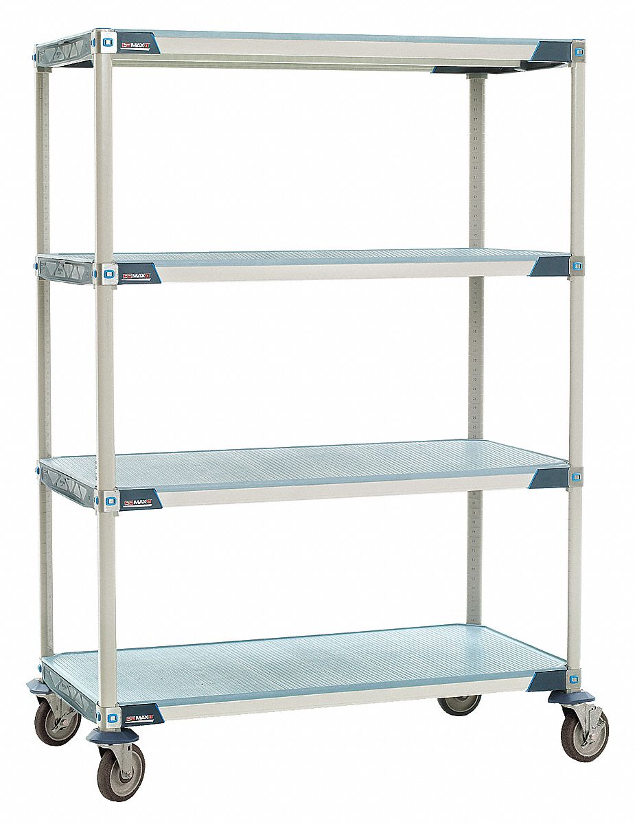 Utility Cart, Microban, 36x18x68, 4 Shelf