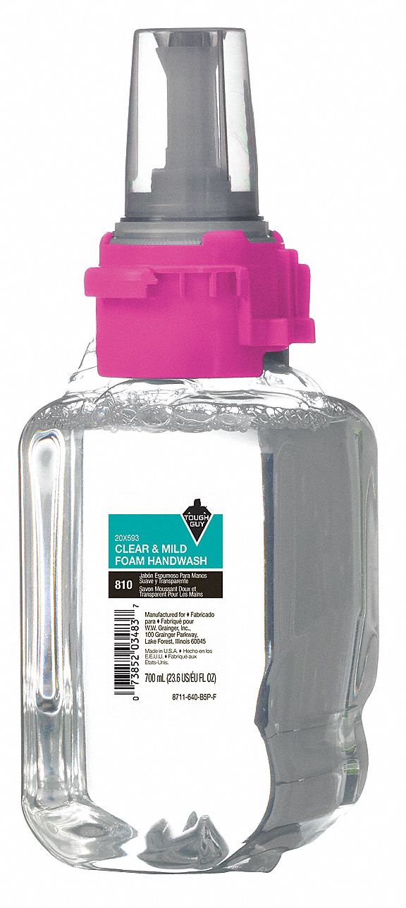 Foam Soap, Size 700mL, Clear, Box, PK 4