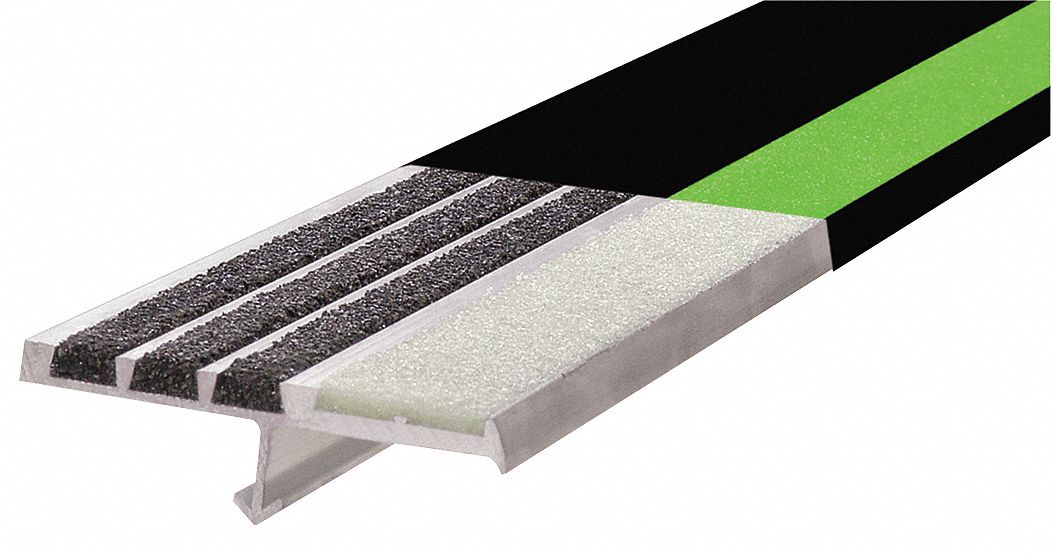 Safety Stair Nosing, PL/Blk, Extruded Alum