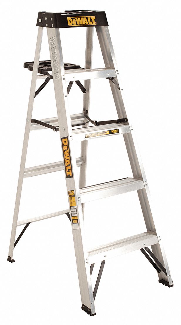 Stepladder, Aluminum, 5 ft. H, 300 lb. Cap.