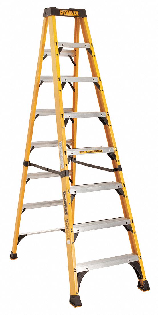 Stepladder, Fiberglass, 8 ft. H, 375 lb Cap