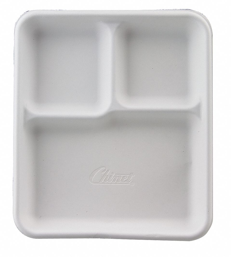 Cafeteria Tray, White, 3 Comp, PK 500