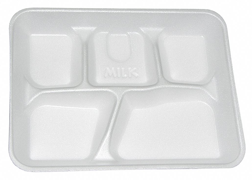 Cafeteria Tray, White, 5 Comp, PK 500