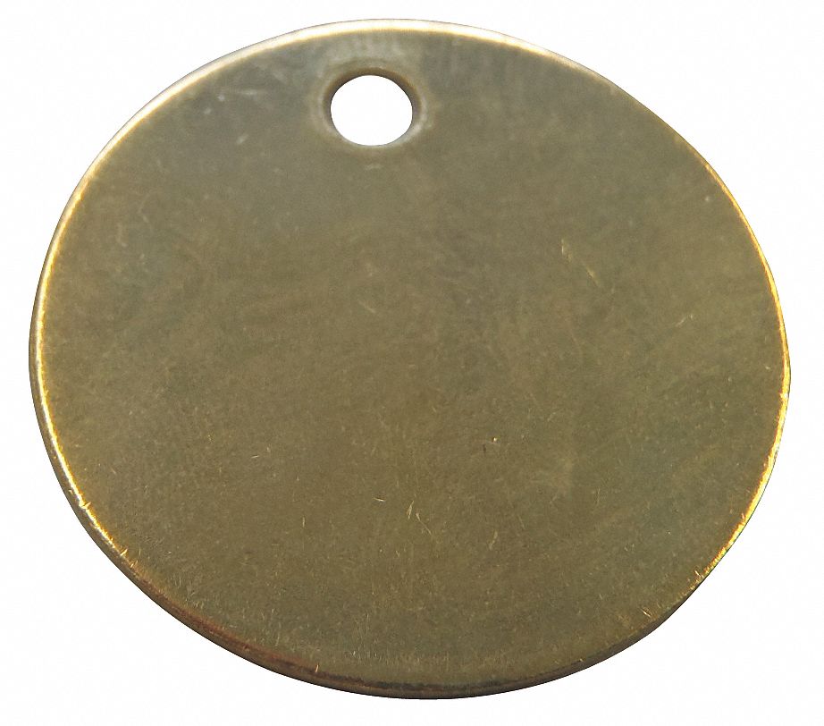 Blank Tag Round, Brass, 1-3/8 IN, PK 25