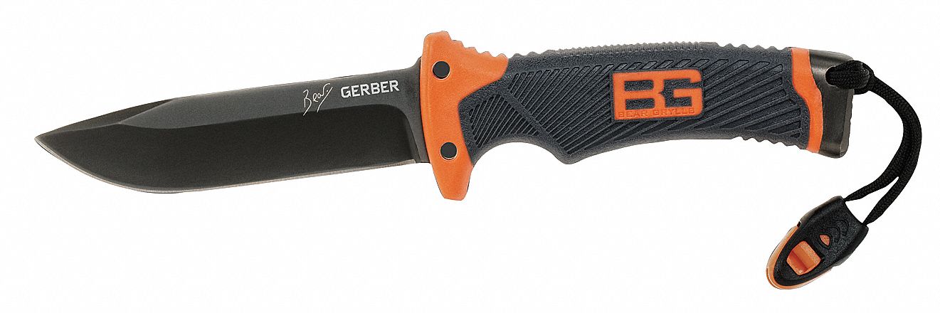 Fixed Blade, Drop Point, Fine, 10In, Org/Blk