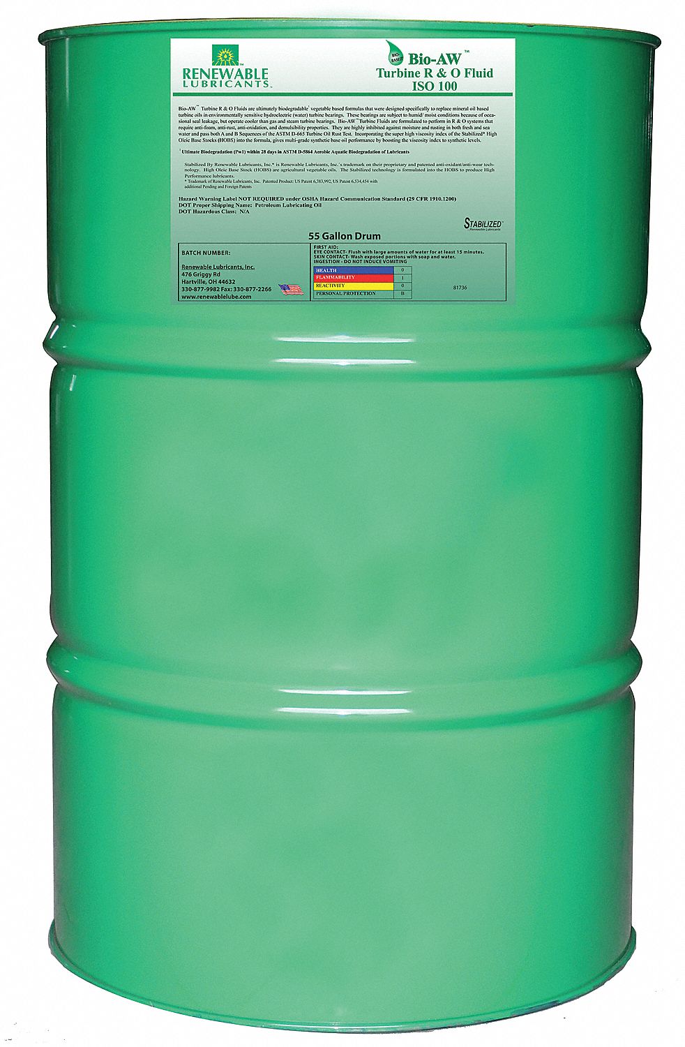 Biodegradable Hydraulic Oil, 55 Gal