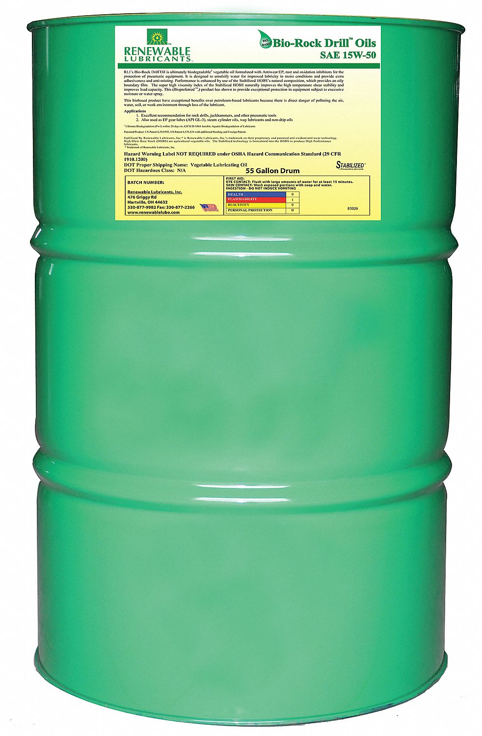 Biodegradable Rock Drill Oil, 55 Gal