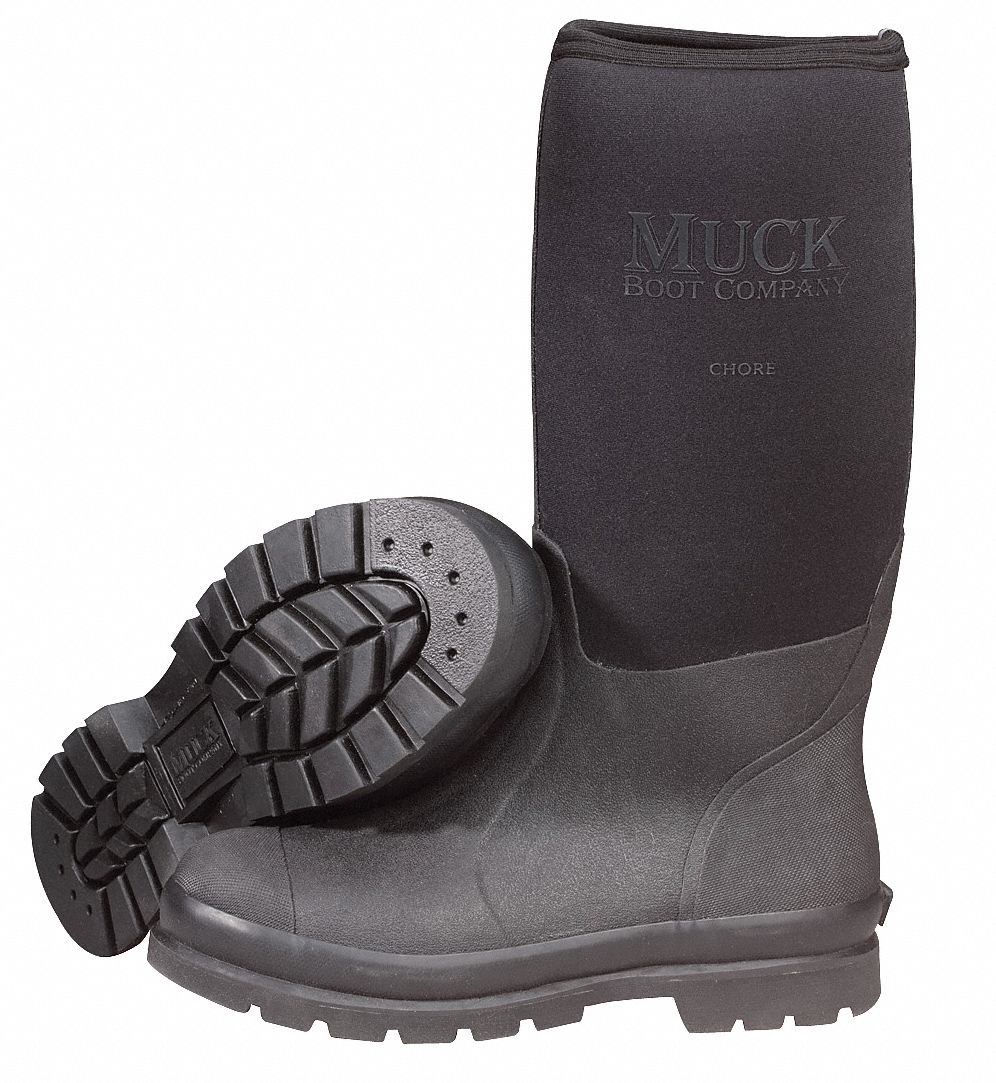 Boots, Steel Toe, Rubber, Black, 10, PR