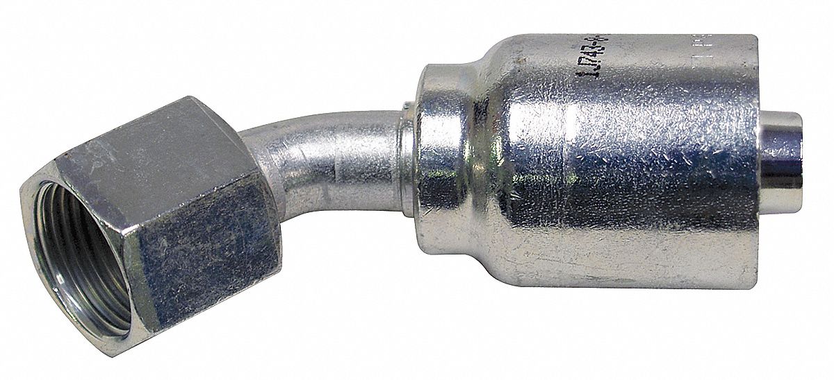 Hose Fitting, Female JIC, 45 Elbow, Hose 1