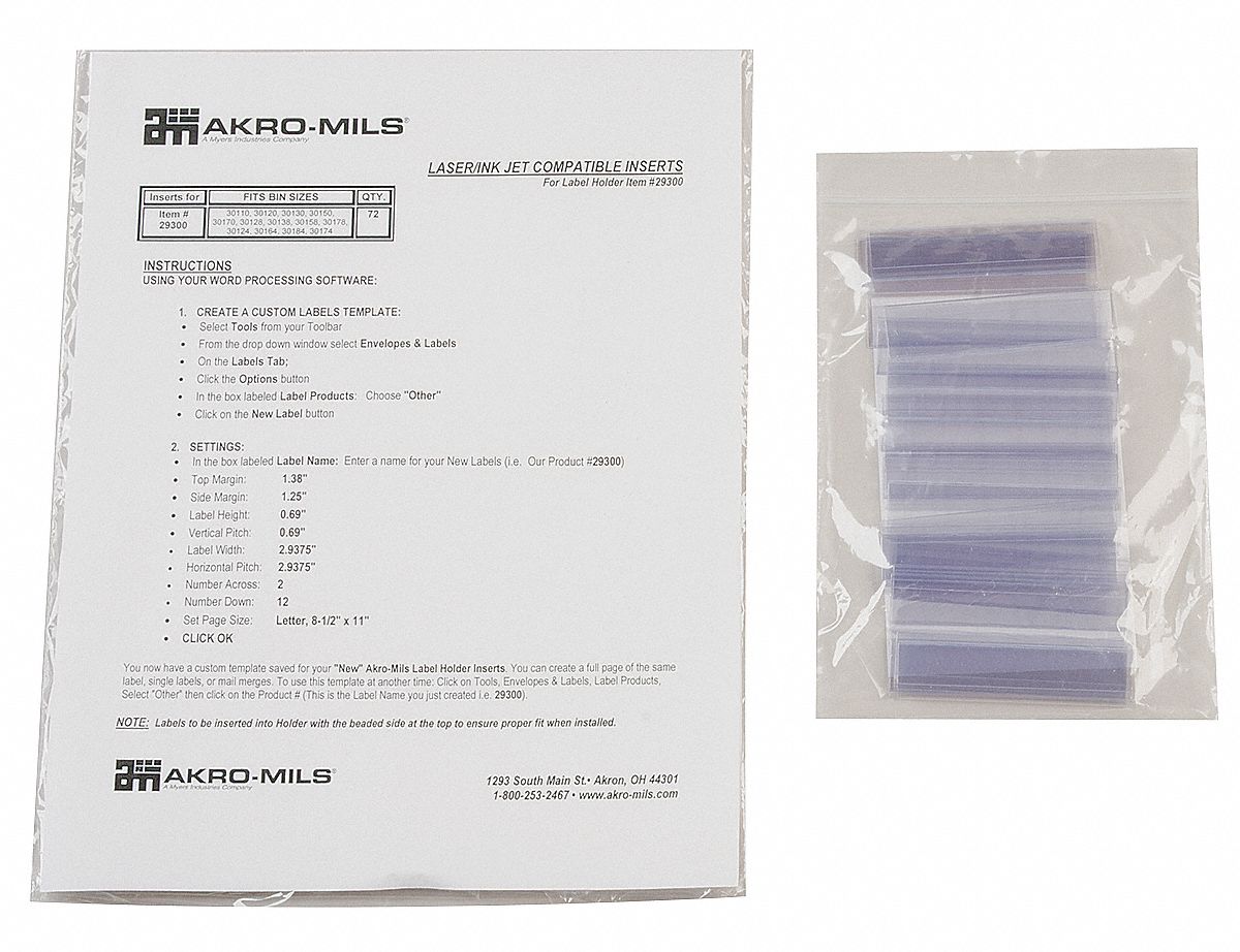 Card Stock Holder, 13/16 x 3 In., PK 25