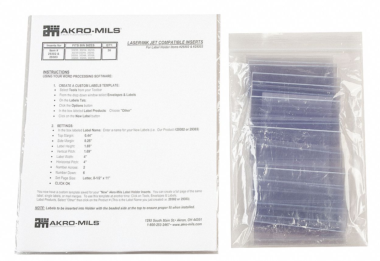Card Stock Holder, 2 x 4 In., PK 25