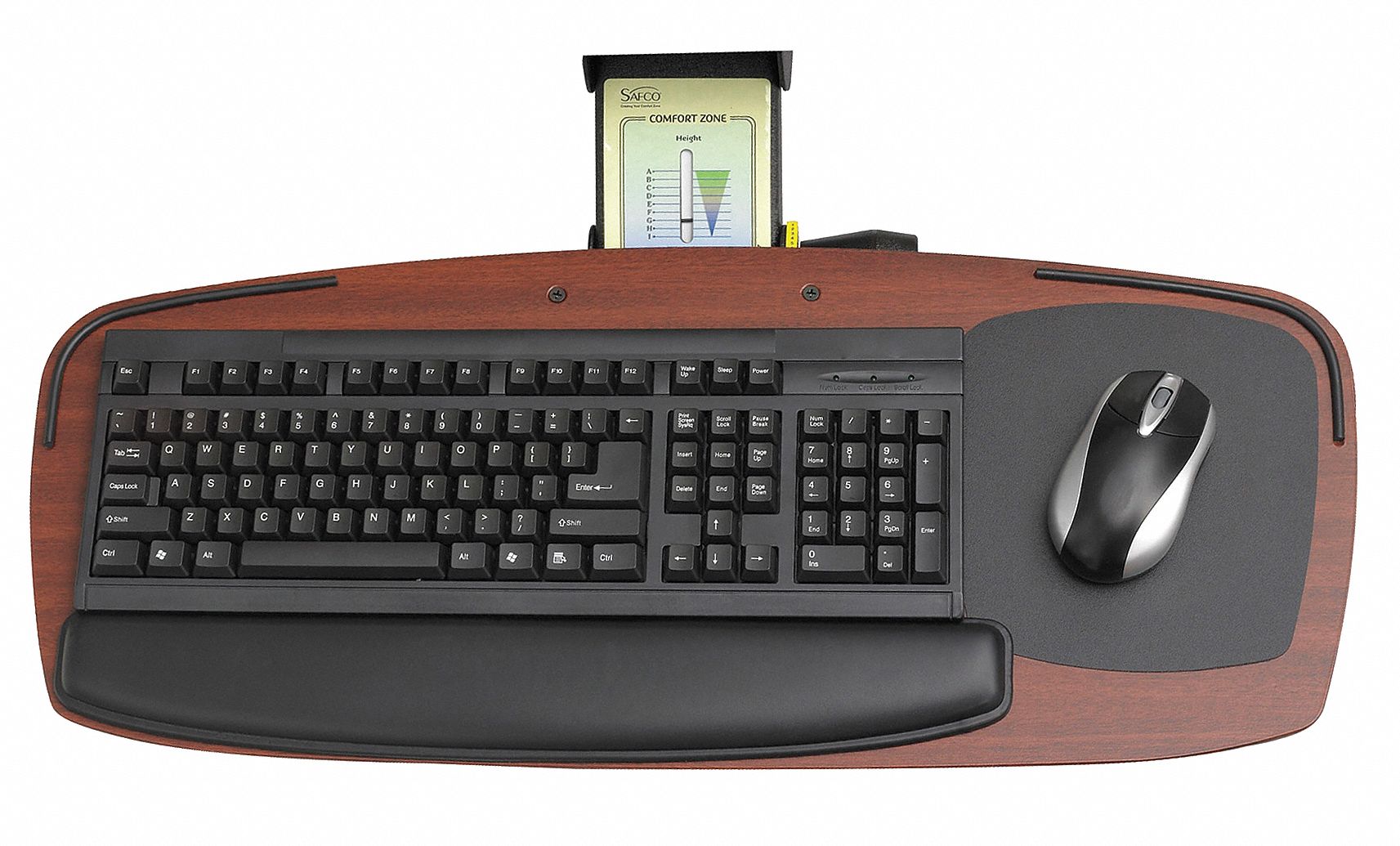 Keyboard Platform, Gel Palm Rest, Mahogany