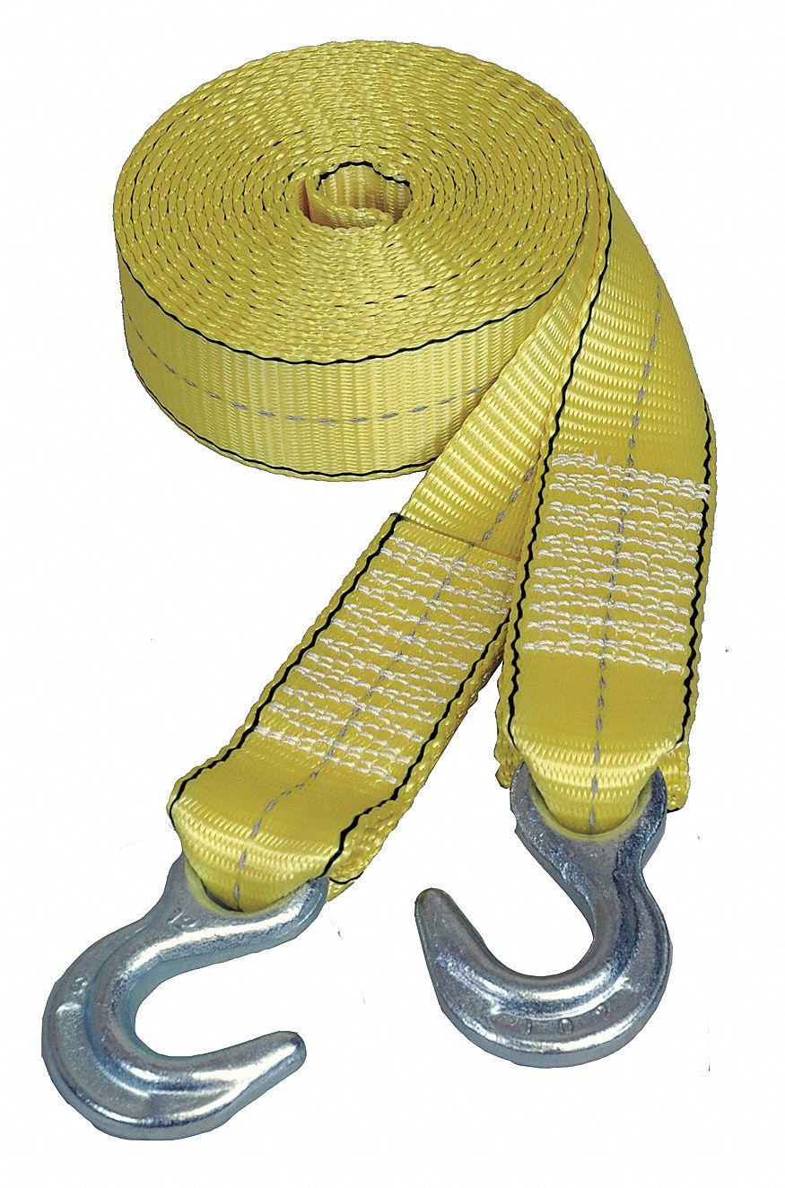 Reflective Tow Strap, 2 In x 20 Ft, Yellow