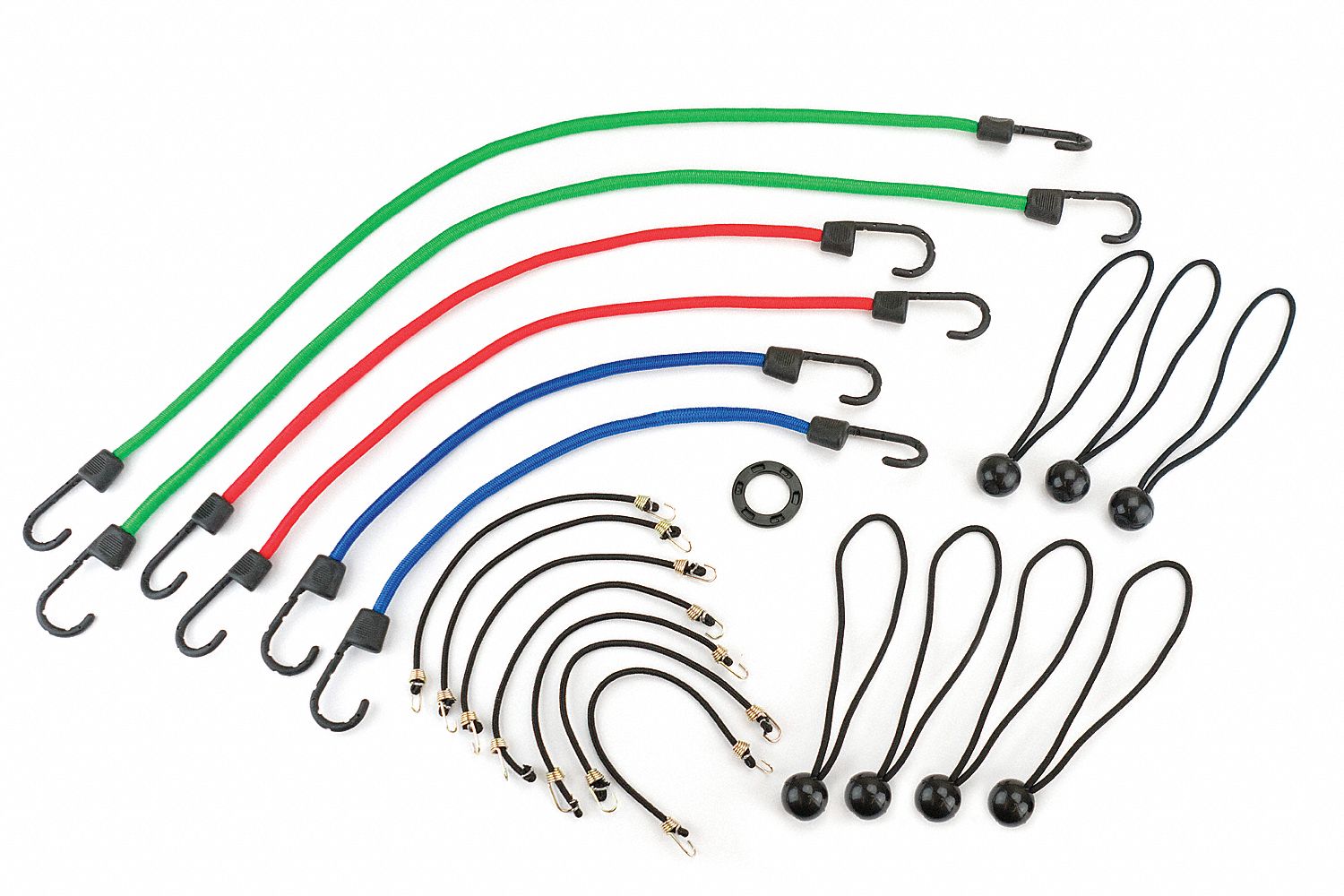 Bungee Cord Assortment, Hook, 32 In.L, PK21