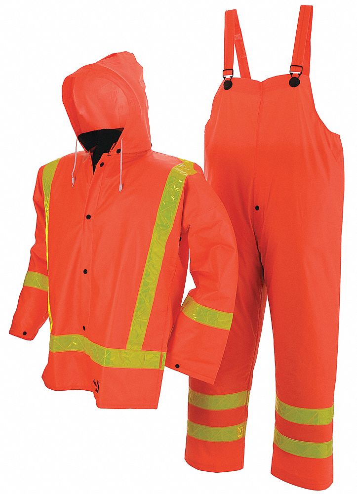 Flame Resist Rainsuit w/Hood, Orange, XL