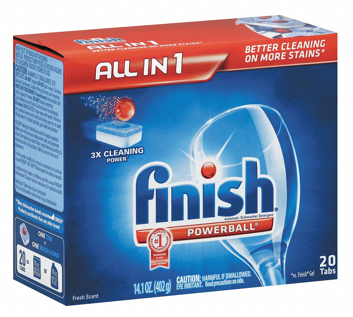 Dishwashing Detergent, 20 Tabs, Fresh, PK8