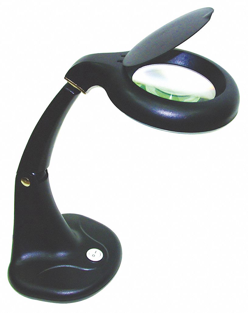 Round Magnifier Lamp, 2X, 5D, 12V, Black