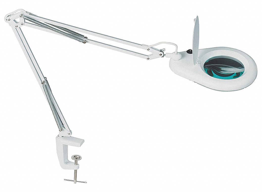 Magnifier Lamp, Rnd, Clamp, 2.25X, 5D, White