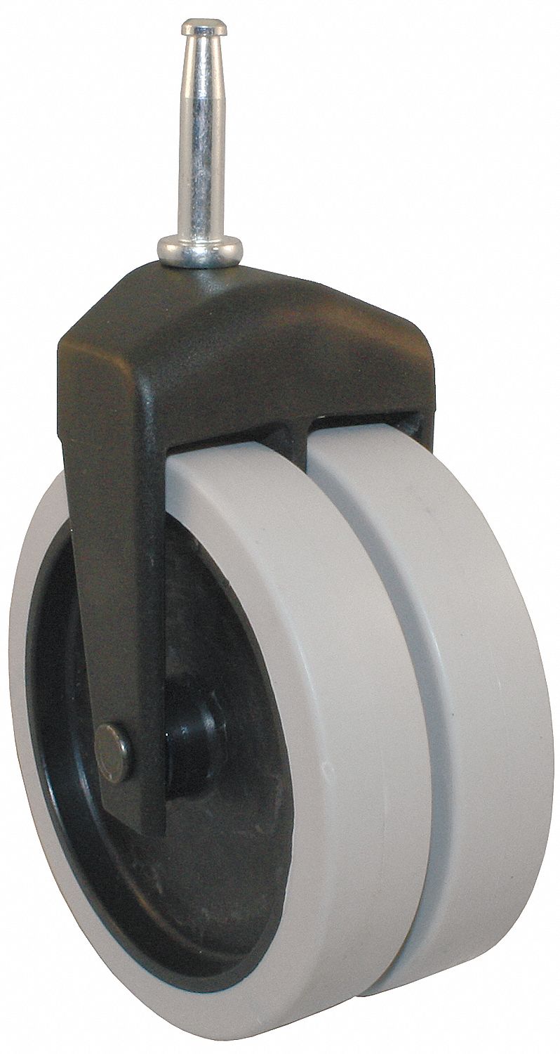 Dual Whl Swvl Cstr, 150 lb, 4 In Dia, TPR