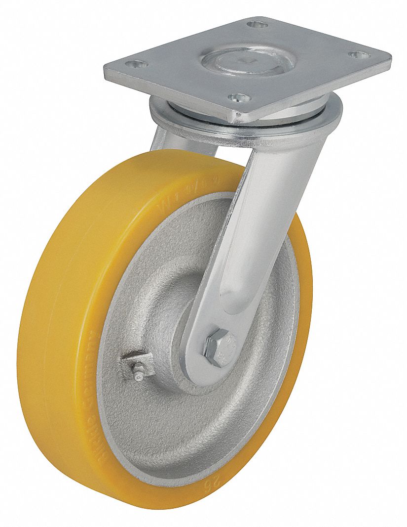Swivel Plate Caster, 1760 lb, 6-1/4 In Dia