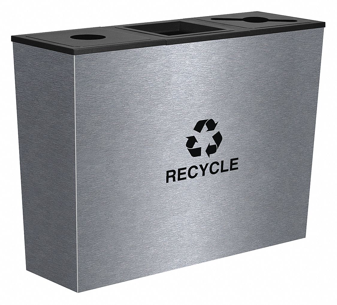 Triple Recycling Receptacle, 54 Gal, SS