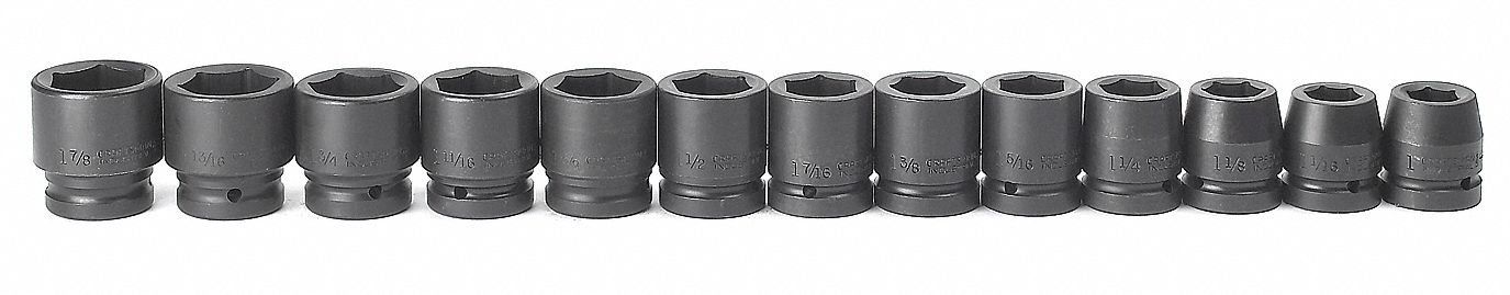 Imp Socket Set, 1 Dr, SAE, 6 Pt Std, 13 Pc