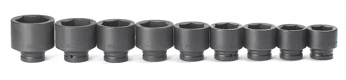 Imp Socket Set, 1 Dr, SAE, 6 Pt Std, 9 Pc