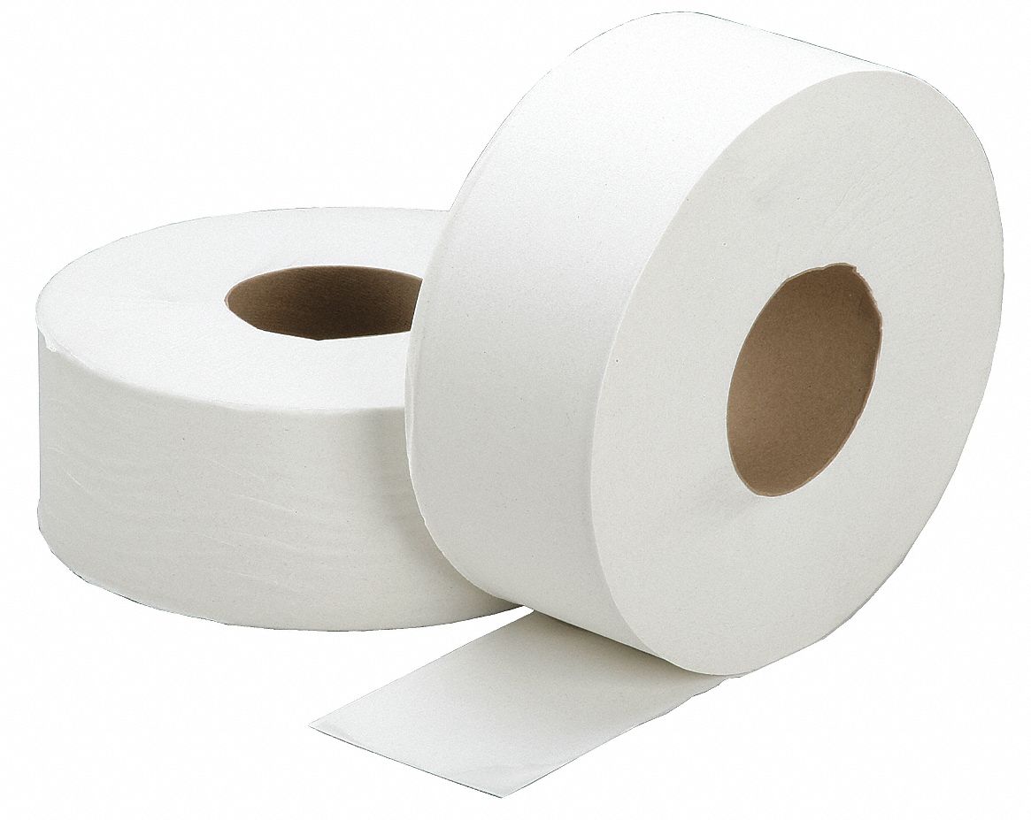 Toilet Paper, Jumbo, 1-Ply, 2000 Ft, Pk 12