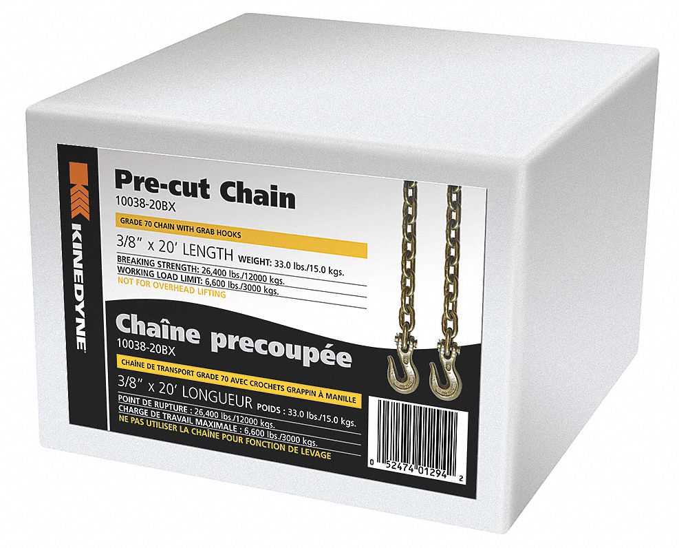 Transport Chain, 6600 Lb, 20 Ft x 3/8 In.