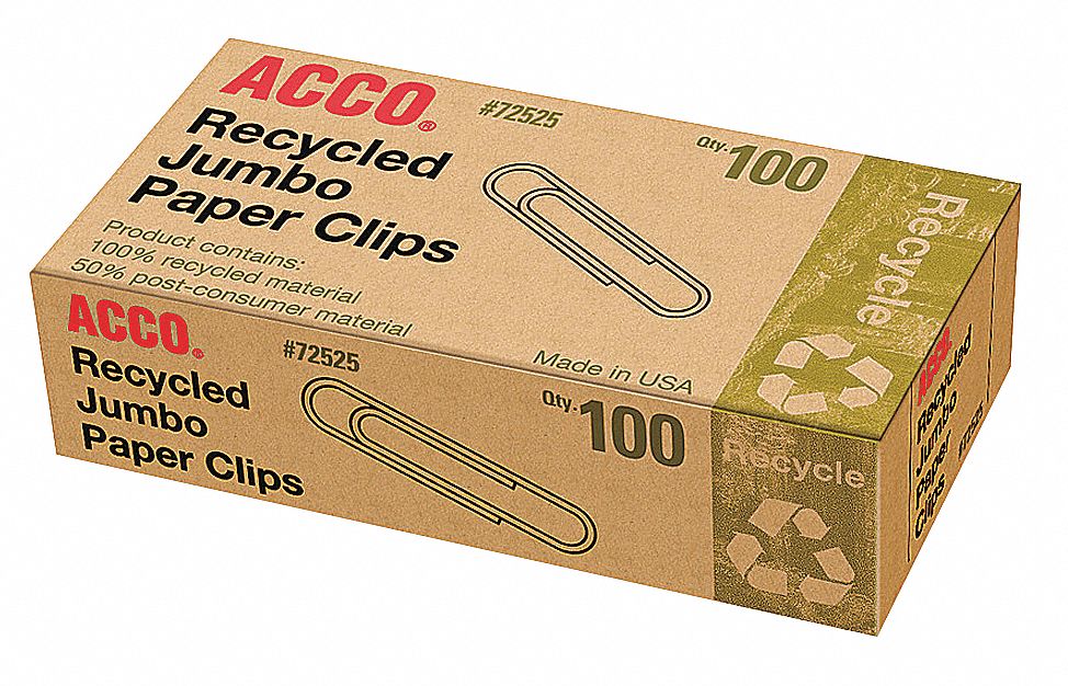 Paper Clip, Silver, Steel Wire, PK 1000