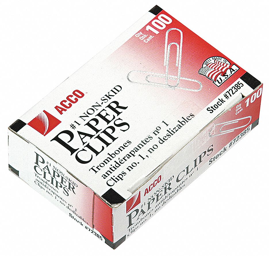 Paper Clip, Silver, Steel Wire, PK 1000