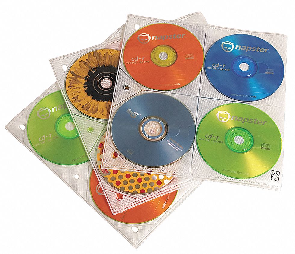 CD/DVD Sleeve Refill, 8, Clear, PK 25