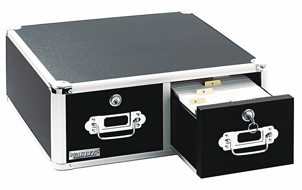 Card File Box w/Hinged Lid, Black