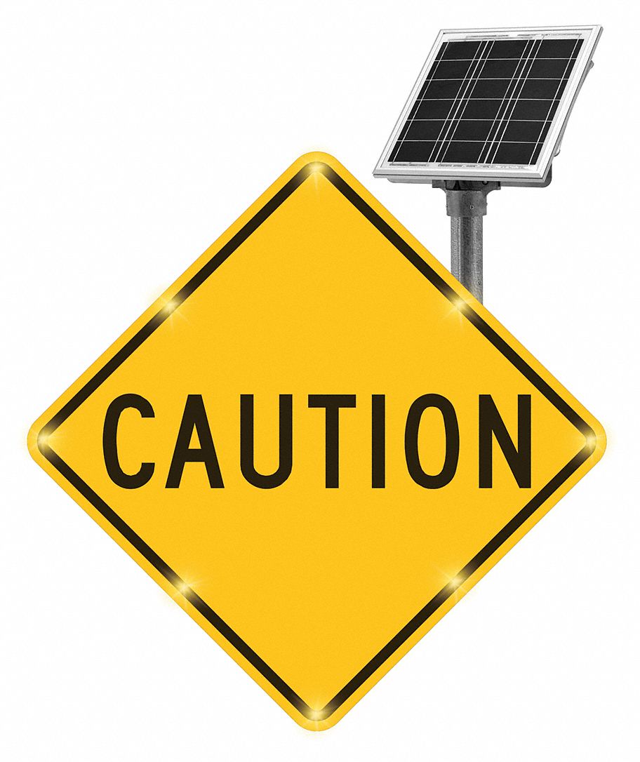 Blinking Sign, Caution, 30 x 30 In.