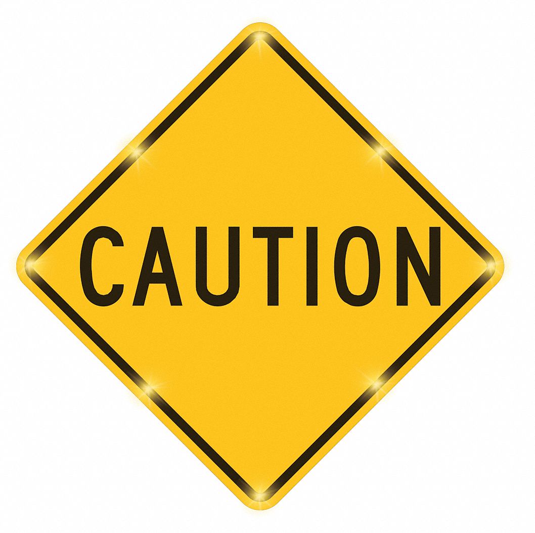 Blinking Sign, Caution, 30 x 30 In.