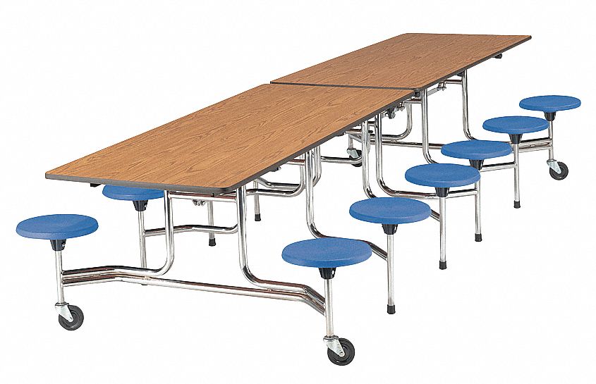 Mobile Stool Table, Oak, Blueberry, 58x144