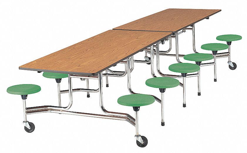 Mobile Stool Table, Oak, Cucumber, 58x144