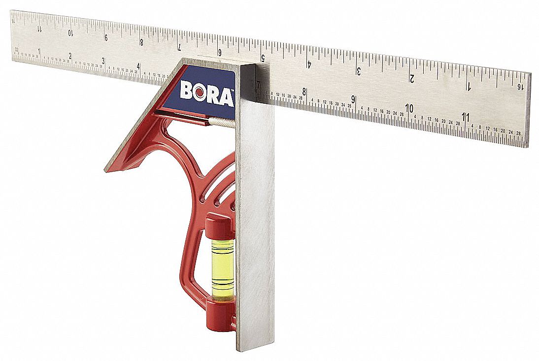 Mag Combo Square, SS, Red Zinc, 12 In, mm/in