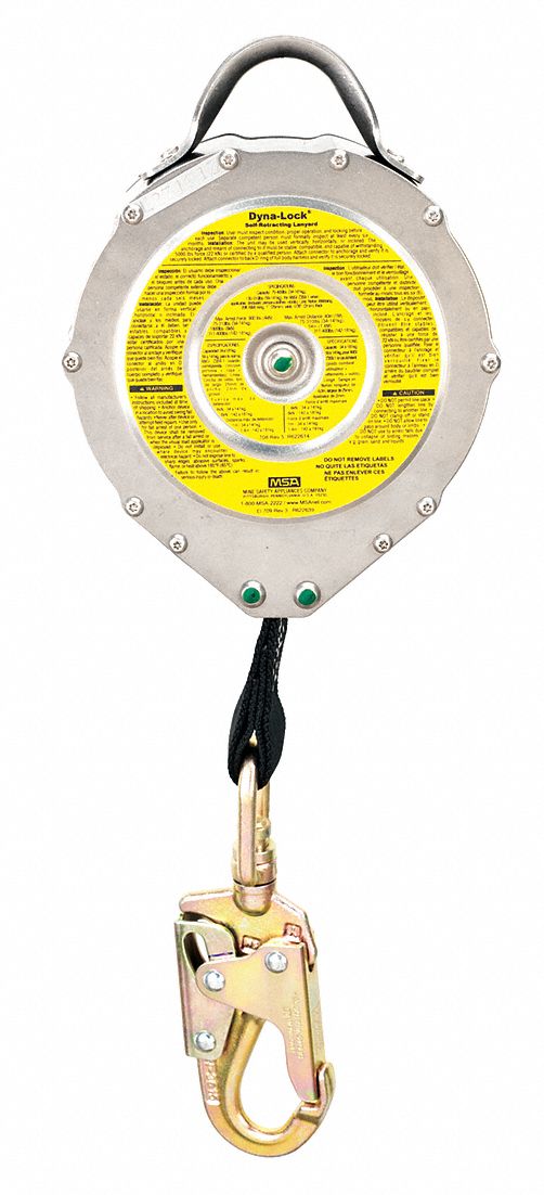 Self-Rtrctng Lifeline, 20ft, Nylon, Gry/Ylw