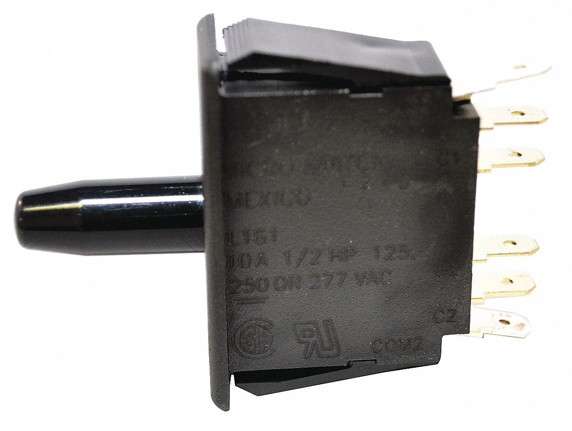 Pnl Mt Switch, 10A, DPDT, Bullet Nose Plngr