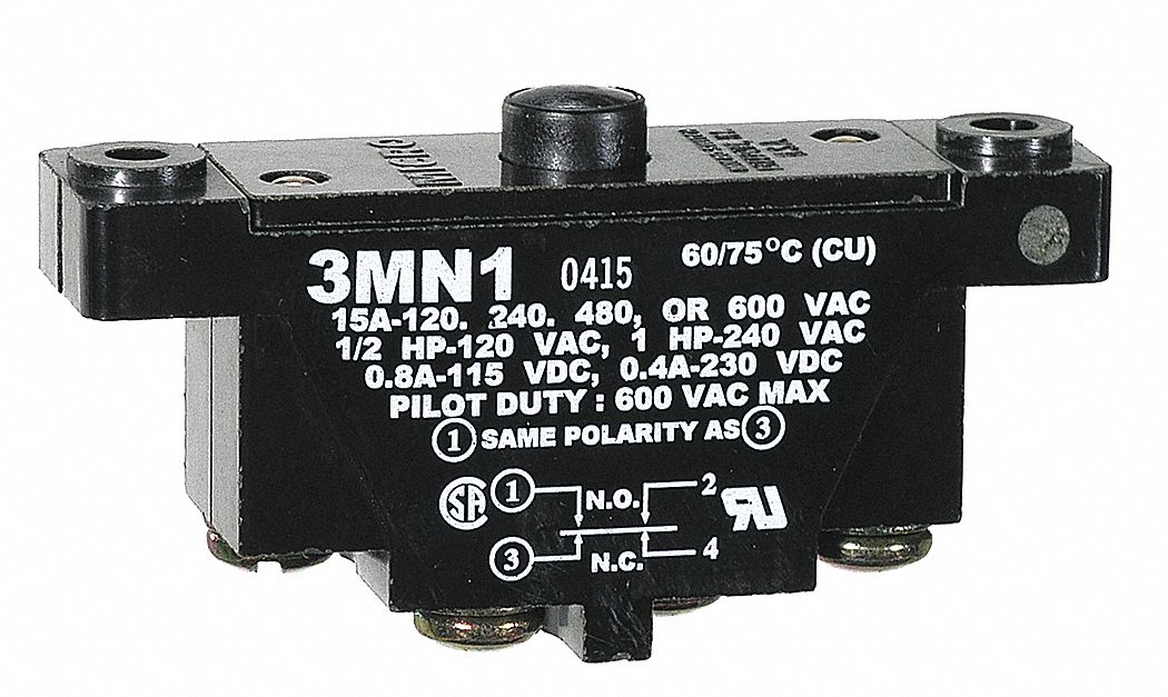 Lg Basic Swch, 15A, 2-Circuit, Pin Plngr