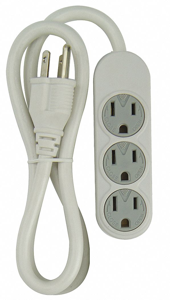 Outlet Strip, 3 Outlets, White