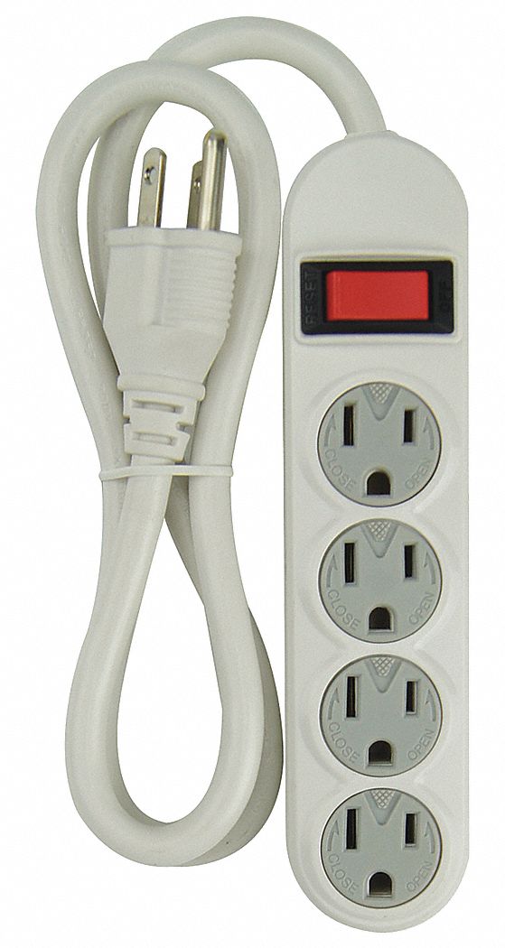 Outlet Strip, 4 Outlets, White