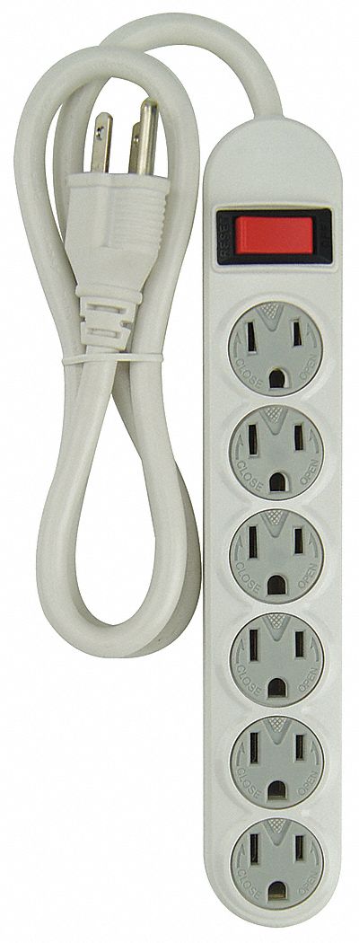 Outlet Strip, 6 Outlets, White