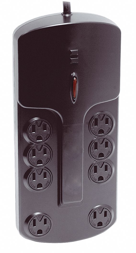 Outlet Strip, 8 Outlets, 6 plus 2, Black