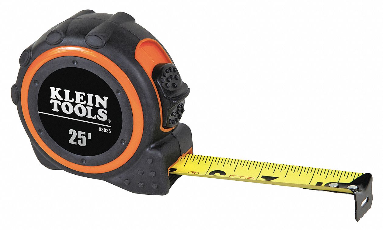 Measuring Tape, 1 In x 25 ft, Black/Orange